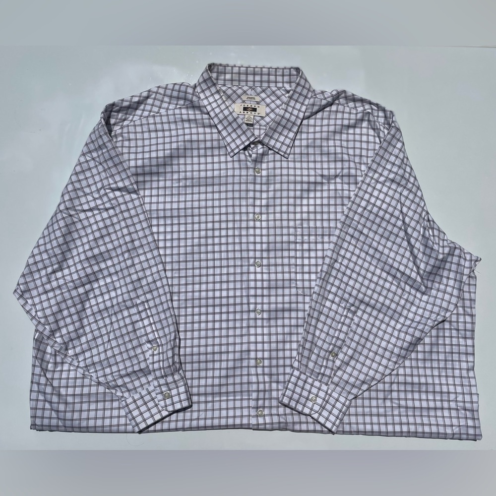 Joseph Abboud Dress Shirt, Classic Fit, Brown Plaid, Sleeve Size 34/35